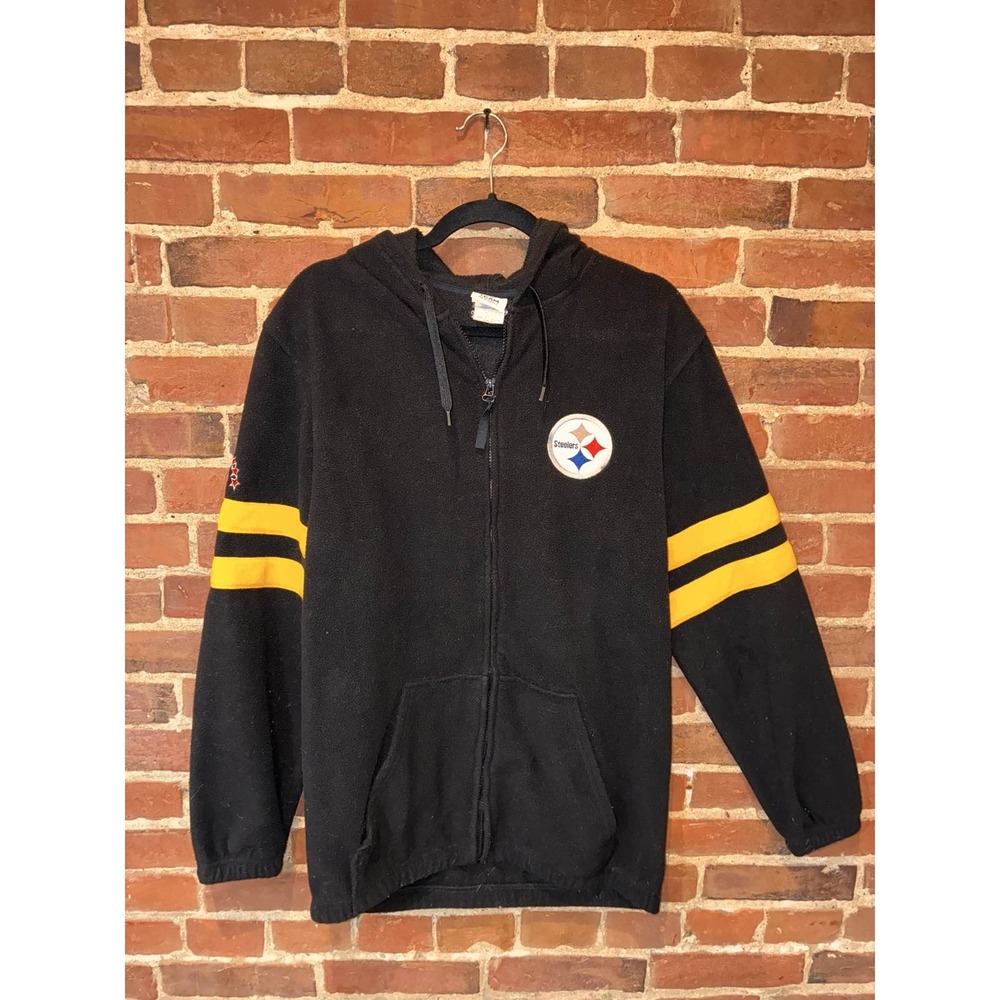 Steelers NFL‎ Full Zip Fleece Jacket Men's Black Yellow Medium Winter Fall